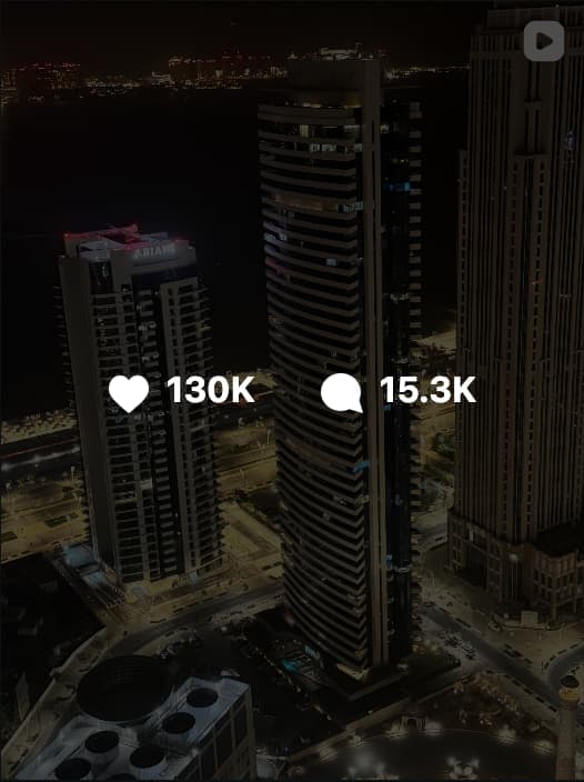 Imagen de Reel de instagram con más de 140000 likes y 16000 comentarios
